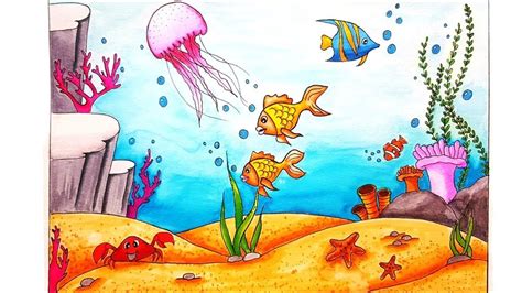 how to draw underwater animals